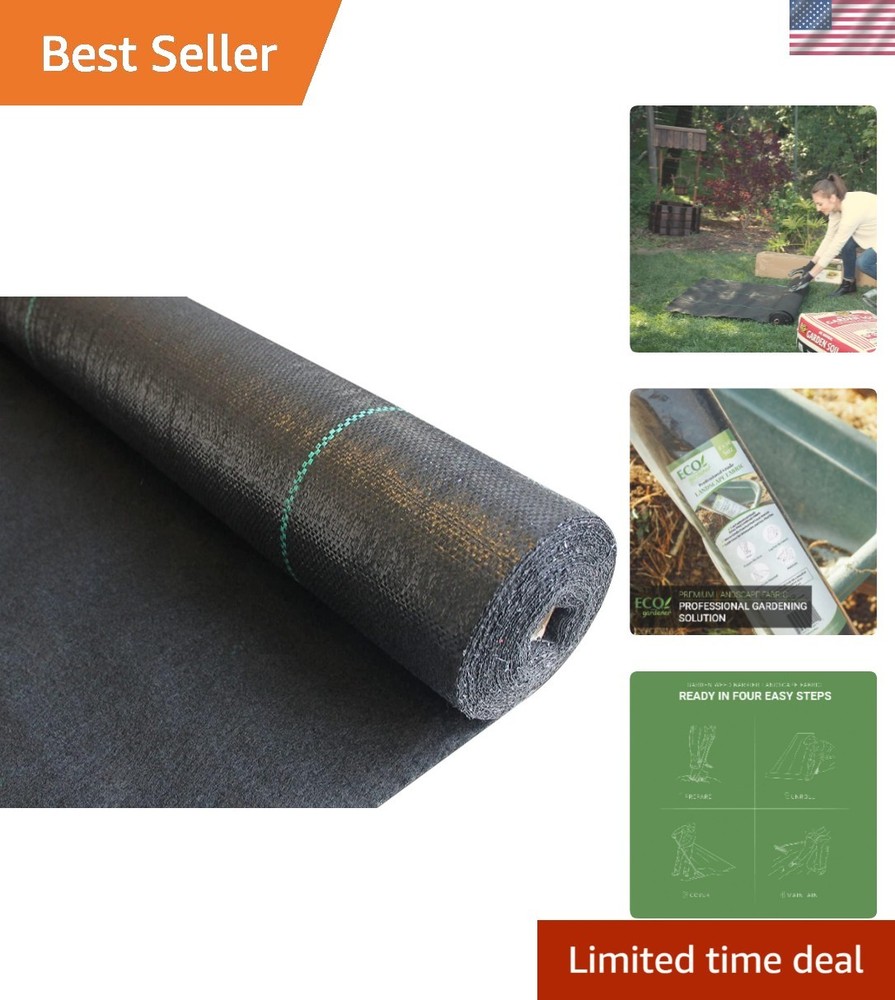 Eco-Conscious 3ft x 50ft Landscape Fabric – Durable Weed Barrier for Garden
