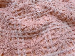 Vtg Chenille Bedspread Fabric 14×19″ Blush Pink Starburst Quilt Material