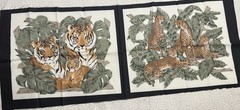 Pillow Throw Panel Front/Back Tigers In Jungle Vintage 70s Fabric 45 X 18 Uncut