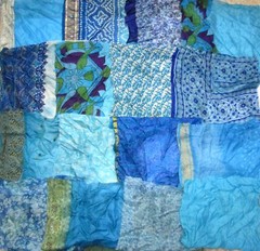 BB LOT PURE SILK Antique Vintage Sari Fabrics REMNANT 24 pcs 8″ SQUARES Aqua