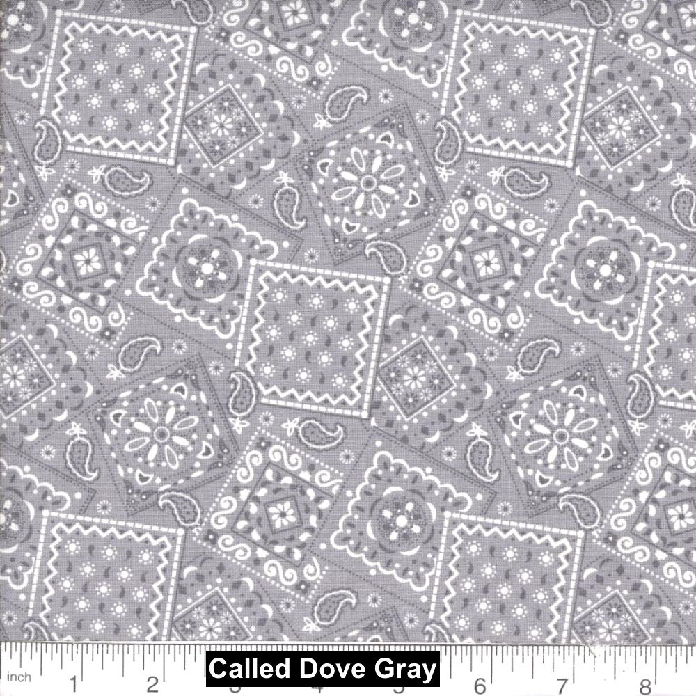 Dove Gray – Blazin’ Bandana 100% cotton fabric by the yard 36 x 44 – Light Gray