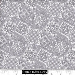Dove Gray – Blazin’ Bandana 100% cotton fabric by the yard 36 x 44 – Light Gray