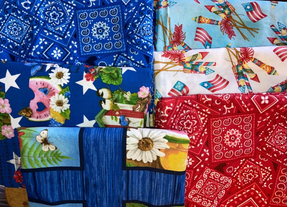 7 2/3 YDS America the Beautiful & Back Porch Celebration QUILT FABRIC SET 6 pcs