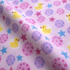 Yellow Rubber Ducks and Stars Pink Flannel Fabric 45″ By The Yard
