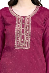 Trendmalls Womens Vichitra Silk Embroidery Salwar Suit Set Kurta Pant Dupatta