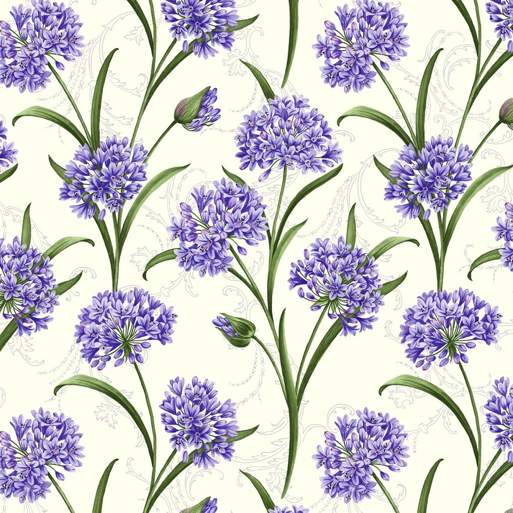 Benartex – Whispering Lilies – African Lilies – Ivory, Fabric BTY