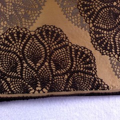 Faux Crochet Drapery Fabric Gold Brown Doily Lace Medallion 60″ Wide By The Yard