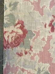 VTG SHABBY FADED PINK ROSE FLORAL COTTON FABRIC 35×171 45Y G2U