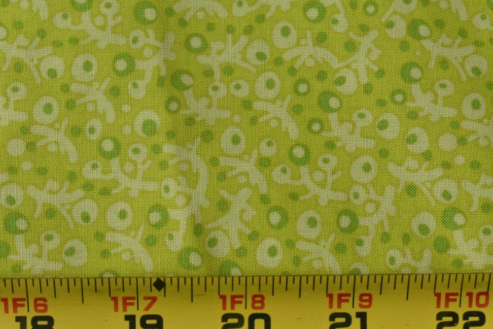 By 1/2 Yd, Vintage, Green Print on Lime-Green Quilt Cotton, Jo-Ann, P7338