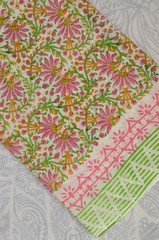 NO TARRIF CHARGES 100%✅ZK_164 Hand Block Floral Print 100%Cotton 5 Yard Fabric