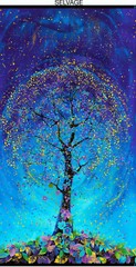 Utopia Tree Gold Gild Accent Fabric Cotton Timeless Treasures CM1018 23″ Panel