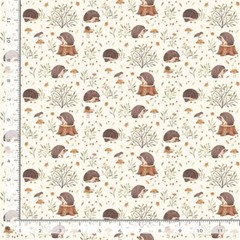 Animal Fabric | Hedgehog Forest Leaf Allover Cream | Dear Stella Yard