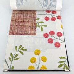 Clarke & Clarke Pavilion Fabric Sample Book Embroidered Floral Swatches 17×13
