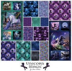 Clothworks Unicorn Magic Cotton Quilt Fabric Panel 24″ x 44″