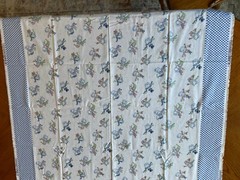 TAF FABRIC~Border Winter Snowmen~CHECKERED~Christmas~BLUE WHITE~Snowflakes~46×75
