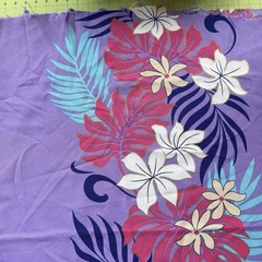 Vintage Floral Fabric Silky Purple Tropical Polyester Fabric Metallic 44″L x 58″