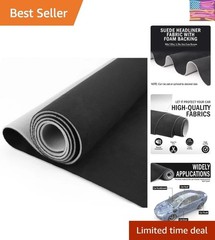 Black Suede Headliner Fabric 96″ L × 60″ W with Foam Backing, Automotive Inte…
