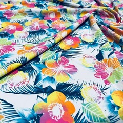 Spandex Fabric Colored Hawaiian printed 4-way Stretch by the Yard for Swimwear