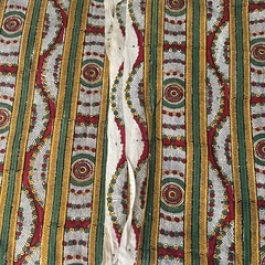 Vintage Cotton Blend Fabric Remnant Ethnic Tribal Peasant Geometric 34 W x 135 L