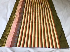 Vintage Thai Hand Woven Silk Multicolor Stripe w/Border 3.4 yrds x 35″ Wide