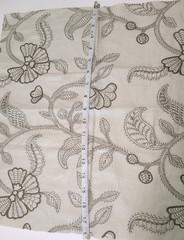 G P & J Baker Fabric Sample Linen Brown Embroidered Floral 18″ X 18″