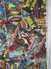 SUPER HEROES VTG 2012 MARVEL COMICS Eugene Textiles Cotton Fabric 1YDX43″ NEW