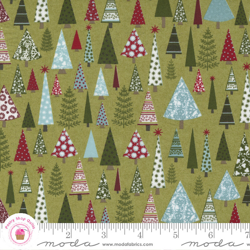 Moda PEPPERMINT BARK 30692 16 Green Trees BASIC GREY Quilt Fabric CHRISTMAS