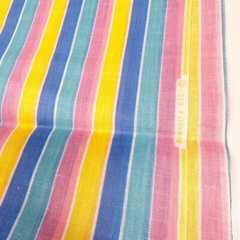 1 Yard Vintage 80s Pastel Striped Woven Fabric Wamsutta fabric