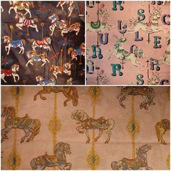 VIP Cranston Carousel Horse & Florals Cotton Fabric by the Half Yard (18″x44″)