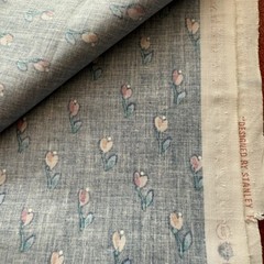 Vintage Stanley King Studio Blue Pink Chintz Fabric 2 yards +16″x 54″w
