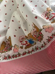 2 yards VINTAGE 1981 Strawberry Shortcake Red Gingham Border Fabric UNUSED