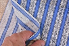 20″ Long x 35″ Wide, Vintage 1940’s-60’s, Blue Black White Striped Cotton, N6086