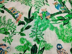 25 Yards Fabric Indian White Owl Hand Printed Cotton Fabric Sewing Fabrics