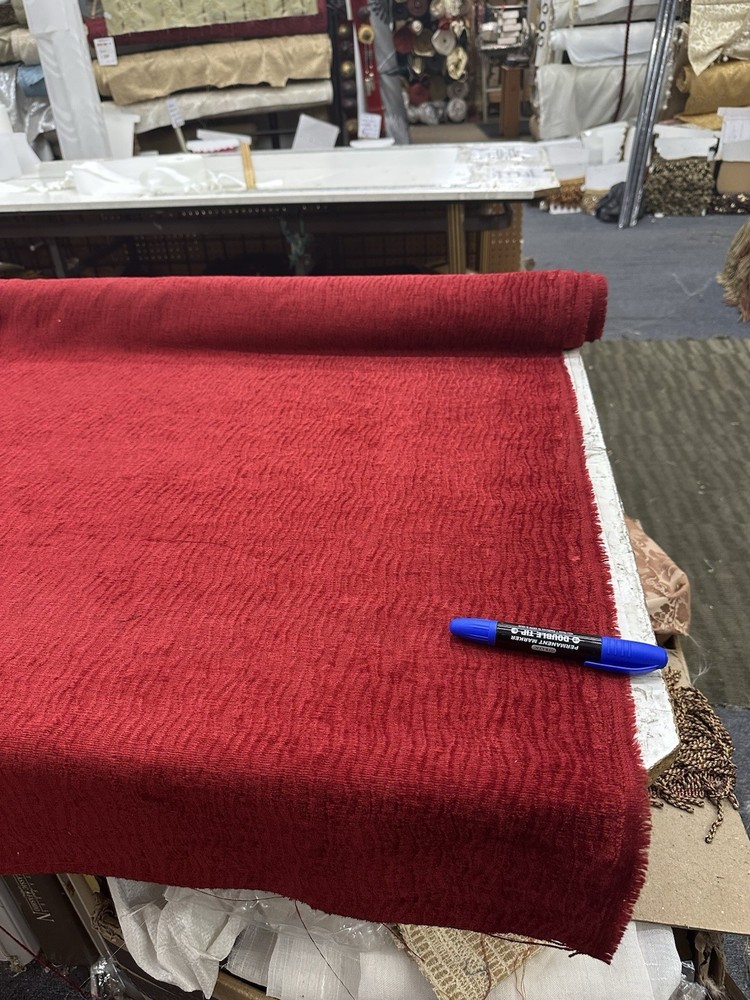 Upholstery Chenille Red Drapery home fabric the yard 57inch