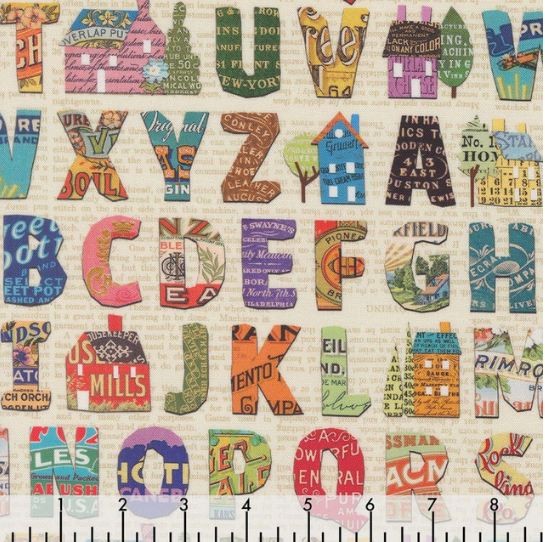 Cotton Paper Hamlet Alphabet Antique House Farm Fabric Print by Yard D657.54