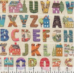 Cotton Paper Hamlet Alphabet Antique House Farm Fabric Print by Yard D657.54