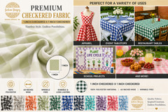 1″ Checkered Gingham PolyPoplin Fabric by The Yard – 60 Inch Wide