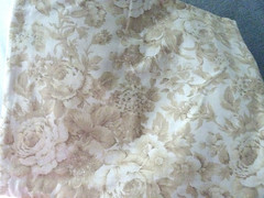 FAYE BURGOS FOR MARCUS BROS FABRIC BEIGE CABBAGE ROSES-5 YDS + 10″ LONG X 180″ W