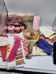 Vintage handstitched PINK Slow Stitch Junk Journal Kit Craft Sewing Buttons