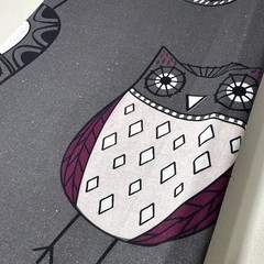 Jo-Ann Exclusive Owl Print Fabric Gray Black White Purple Owl Theme 2 yds