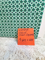 Vintage Green Cotton Quilting Fabric with Black and White Pattern 4 Yards x WOF