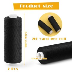ZMAAGG Sewing Thread, 200 Yards Per Roll Black Thread for Sewing, 2