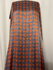 100% Silk Charmeuse Abstract Geometric Vibrant Orange Fabric By The Yds 46″ Wide