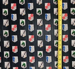 ATTACK ON TITAN ANIME EMBLEMS BLACK 1 YARD FABRIC ( 36″ X 58″ ) BRAND NEW