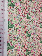 2 Yards Rare Vintage Faye Burgos for Marcus Brothers Textiles Hummingbird Floral