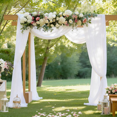 White Wedding Arch Draping Fabric, 2 Packs 29″ X 20FT Sheer Fabric Arch Drapery