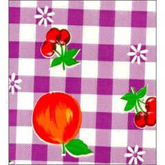 Gingham and Fruit Purple Oilcloth Fabric By The Roll (12 Yards)