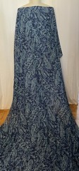 100% Silk Batiste Indigo Blue Paisley Print Fabric By The Yard 54 Inches Wide