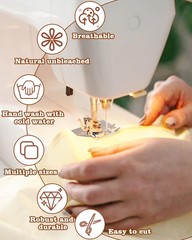 FIVEIZERO 100% Cotton Muslin Fabric by The 1 yard pre cut, Natural Unbleached
