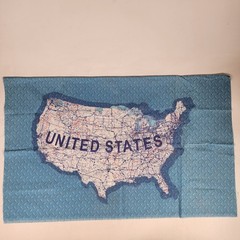 United States Map Fabric Quilt Panel Cotton Road Interstate Diamond Plate Blue